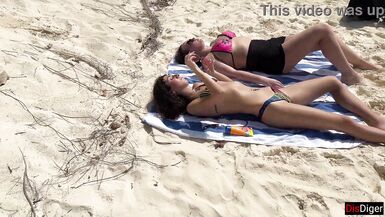 Public Pickup Stepmom and Stepdaughter on Beach - Risky Dick Flashing Cum on Face - 8 image
