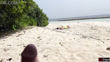 Public Pickup Stepmom and Stepdaughter on Beach - Risky Dick Flashing Cum on Face - 9 image