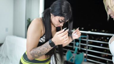 Workout routine ends in wild and horny lesbian sex - MIA MONTIELTH - 1 image