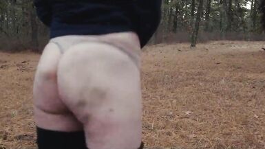 Two sick perverts take bubble butt MILF for a crawl into the woods - 3 image