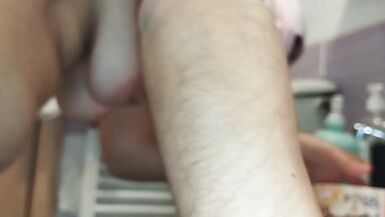 Sexy amateur wife shaves her hairy pussy. Hairy pussy wife, big ass, big tits. Sensual brunette hair, big tits - 1 image