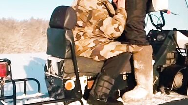 Seduced stepmother in the field in winter - 1 image