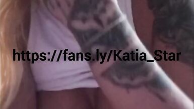 Katia Star skinny fit fake tits bimbo plays with herself and cums on cam