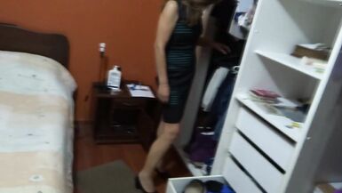 Beautiful stepmother dresses to go fuck, comes back and undresses, still aroused. - 8 image
