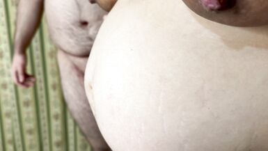 Cuckold POV: Pregnant wife with big lactating boobs taking double creampie from lover and cuck hubby! - Milky Mari - 1 image