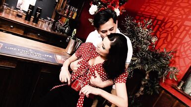 Horny Brunette Milf With Big Boobs Sucks Cock And Gets Fucked In A Bar - 3 image
