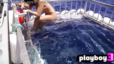 Sexy big tits lesbians enjoys wet games after diving - 4 image