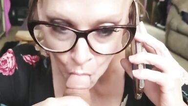 Mom Sucks off Step Son Cock while his Dad is on the Phone ***ROLE PLAY*** - 2 image