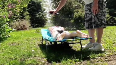 Fantasy of fucking a petite milf sunbathing camping becomes reality - 2 image