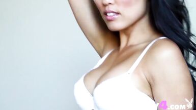 Big tits Asian babe shows hiden tattoo in photo session - 2 image