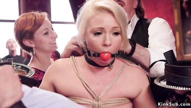 MILF and blonde cum swapping in party