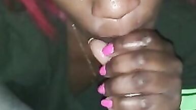 Petite Red Top Ebony can't Stop Slurping on Austin Dripp's White Top!! - 1 image