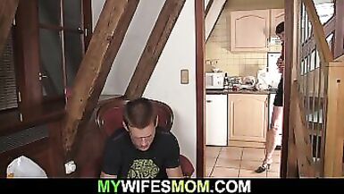 Horny motherinlaw seduces and rides his big dick - 1 image
