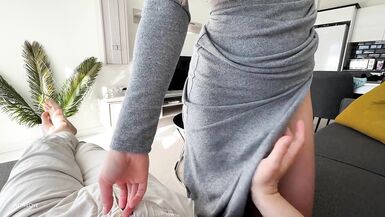 Step Mom caught Step Son with boner while cleaning and helped him cum on her big round ass - 5 image