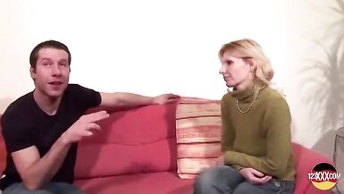 Shy German MILF Getting Sprayed with Warm Cum