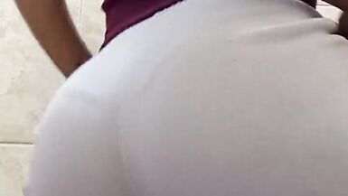 Beautiful big ass ebony shows you her ass and rubs her delicious pussy for you - 1 image