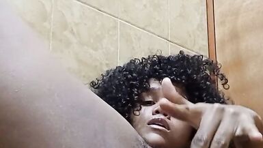 Beautiful big ass ebony shows you her ass and rubs her delicious pussy for you - 14 image