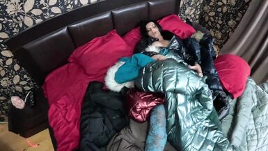 Several shiny down-jackets used for fucking and masturbating 267