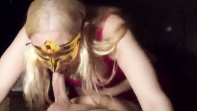 Sexy blonde sucking cock and lollipop