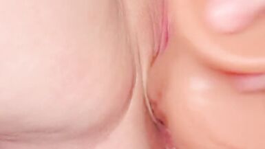 Using my new HUGE dildo to stretch myself