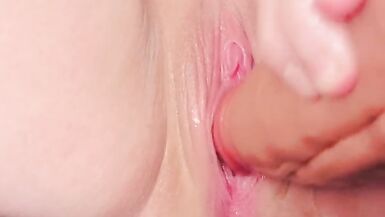 Using my new HUGE dildo to stretch myself