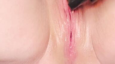 Using my new HUGE dildo to stretch myself