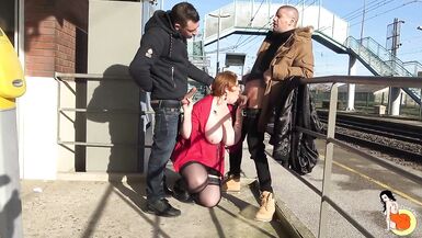 Big chubby woman fucked hard by 3 hard cocks - 9 image