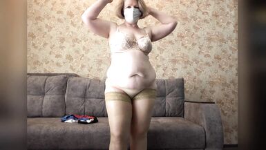 Mature big ass shakes in new panties. Trying on from busty milf in lingerie. PAWG. - 1 image