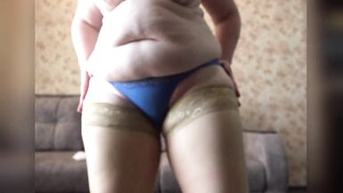 Mature big ass shakes in new panties. Trying on from busty milf in lingerie. PAWG. - 5 image