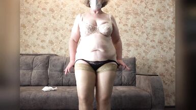 Mature big ass shakes in new panties. Trying on from busty milf in lingerie. PAWG. - 7 image