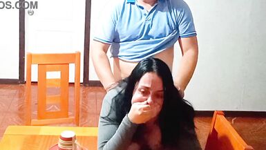 Sex before breakfast on the dining table with a stepmother taken by surprise - 12 image