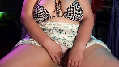 Micro Bikini with Skirt and Vibrating Lace Panties - Two Clitoral Orgasms - BBW Masturbation - Dirty O Faces - 10 image