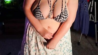 Micro Bikini with Skirt and Vibrating Lace Panties - Two Clitoral Orgasms - BBW Masturbation - Dirty O Faces - 4 image