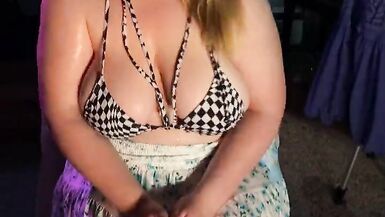 Micro Bikini with Skirt and Vibrating Lace Panties - Two Clitoral Orgasms - BBW Masturbation - Dirty O Faces