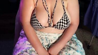 Micro Bikini with Skirt and Vibrating Lace Panties - Two Clitoral Orgasms - BBW Masturbation - Dirty O Faces - 6 image