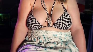 Micro Bikini with Skirt and Vibrating Lace Panties - Two Clitoral Orgasms - BBW Masturbation - Dirty O Faces - 8 image