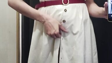 Hairy pussy in department store.