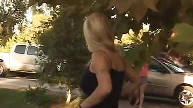 Blonde MILF spreads lotion on chick fresh out of the shower