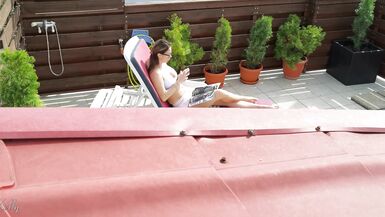 Caught My Stepmom Masturbating and Squirting on Terrace - 2 image
