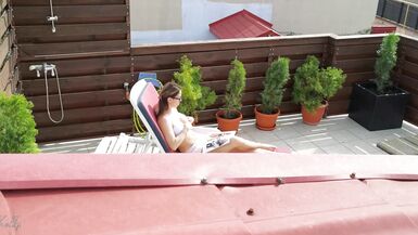 Caught My Stepmom Masturbating and Squirting on Terrace - 3 image