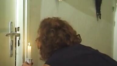 Busty and horny German lady gets her face sprayed by three loaded rods - 1 image