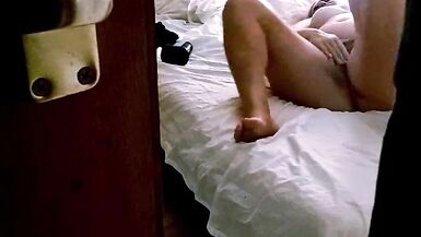 Husband caught the wife masturbating and fucking in bed - 4 image