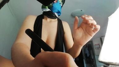 Amateur wife doing naked chores around the house. Amateur wife blows with carrot.