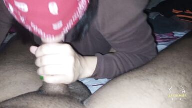 My stepbrother is visiting my house so I give his big, hard, black cock a blowjob. - 10 image