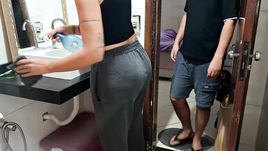 Catching the maid in the bathroom while the wife sunbathes - 2 image
