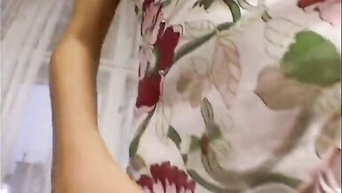 Two dudes ram long-haired blonde on couch