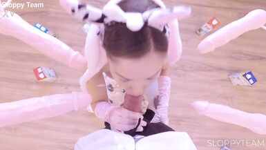 MILF in Cow Costume - Gangbang Bukkake Play with Dildos