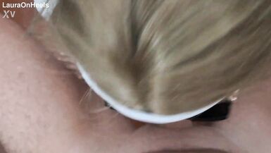 Preview - Blonde MILF dressed in white throatpie with sunglasses POV