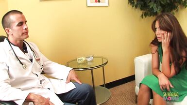 Ryder Skye and Talon Valenti get their big tits rubbed and fucked by a kinky doctor