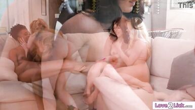 Serene Siren & her roommates try to be decent by licking each other's wet pussies and tits - 6 image